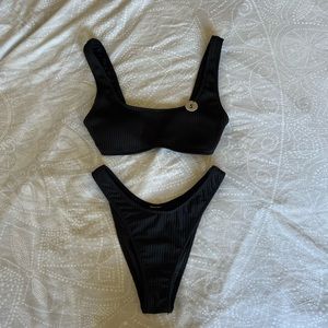 Black Ribbed Bikini set
